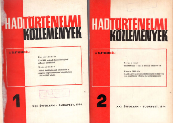 Hadtörténelmi közlemények 1974 1-4. szám (teljes)