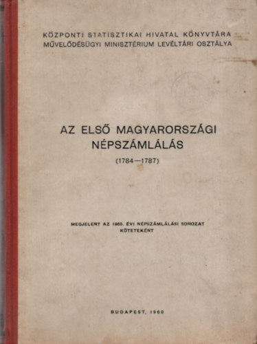 Danyi D.-Dvid Z.  (szerk.) - Az els magyarorszgi npszmlls (1784-1787)