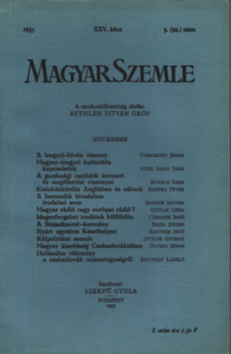 Szekf Gyula  (szerk.) - Magyar Szemle(2db.):1935/XXV.ktet 3-4. (99-100.)szm