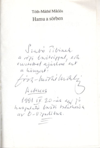 Tóth-Máthé Miklós - Hamu a sörben - dedikált