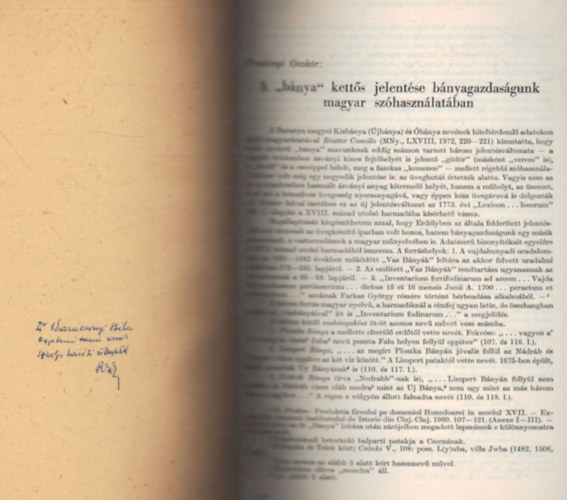 Paulinyi Oszk�r - A " B�nya " kett�s jelent�se b�nyagazdas�gunk magyar sz�haszn�lat�ban - K�l�nlenyomat - Dedik�lt