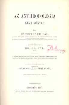 Dr. Topinard Pl - Az anthropolgia kzi knyve