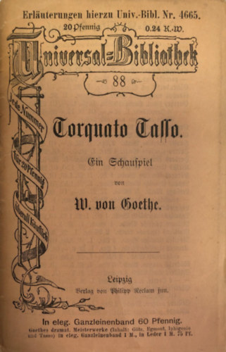 Johann Wolfgang Goethe - Torquato Tasso