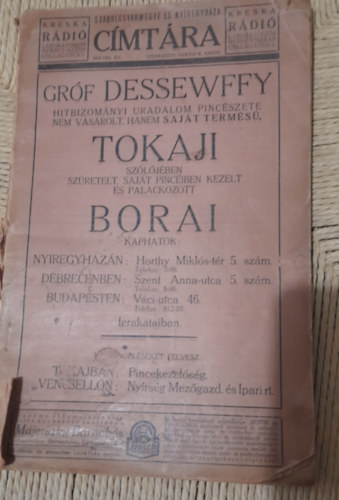 Szabolcsvrmegye s Nyregyhza Cmtra 1930/31. v