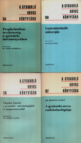 Dr. Dr. Barta Lajos , Dr. Mosonyi Lszl, Dr. Rig Jnos, Dr. Ladnyi Jzsa, Dr. Rna Borbla Papp Jnos (szerk.) - 6 db orvosi knyv egytt: Sebszeti diagnostica a krzeti orvos szmra, Gygylelmezs, A gyakorl orvos endokrinolgija, Gastrintestinalis endoscopia, vlogatott fejezetek a gyermekkor endocrinologijbl s anyagcserezavaraibl, P