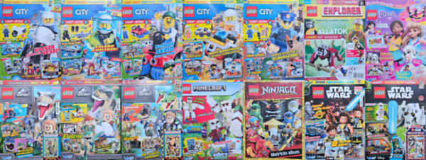14 db LEGO újság: Minecraft, Star Wars, Lego City, Jurassic World, Explorer, Friends, Ninjago