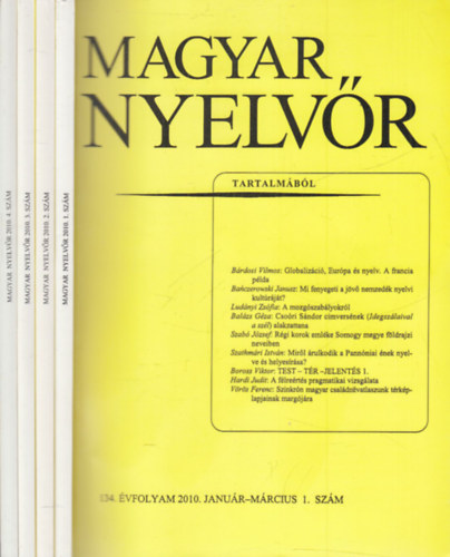 Keszler Borbla - Magyar Nyelvr (2010. teljes vfolyam, 4 ktetben, lapszmonknt)