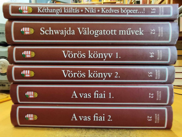 Gerencsr Mikls, Dry Tibor, Kodolnyi Jnos Schwajda Gyrgy - 6 db Nemzeti Knyvtr: A vas fiai 1-2. + Kthang kilts /Niki/Kedves bpeer...!; Vrs knyv 1-2.; Vlogatott mvek