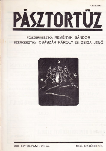 Remnyik Sndor  (fszerk.) - Psztortz XXI. vf. 20. szm (1935. oktber 31.)