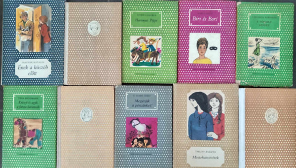 Thury Zsuzsa, Astrid Lindgren, Szalay Lenke, ...és még sokan mások Magyar Katalin - (10db) Pöttyös Könyvek ifjúsági könyvcsomag a 8-11. éves korosztály számára: Ének a küszöb előtt / Heidi / Harisnyás Pippi / Biri és Bori / A fogoly sziget / Kriszti és azok a furcsa haramiák / Kincskereső Pipitér / Megérjük a p