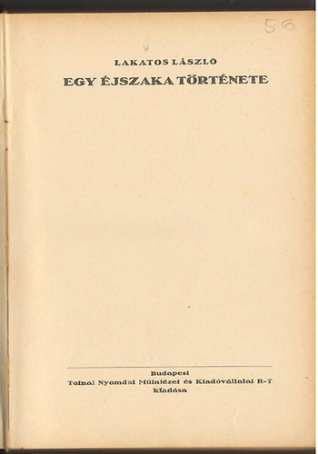 Lakatos László - Egy éjszaka története