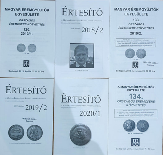 6db Magyar rmegyjtk Egyeslete orszgos rmecsere-kzvetts s rtest - Orszgos rmecsere-kzvett 120. 2013/1., 133. 2019/2., 134. 2020. november, rtest 2018/2., 2019/2., 2020/1.