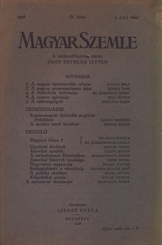 Magyar Szemle 1928. v IV. ktet 3.(15.) szm