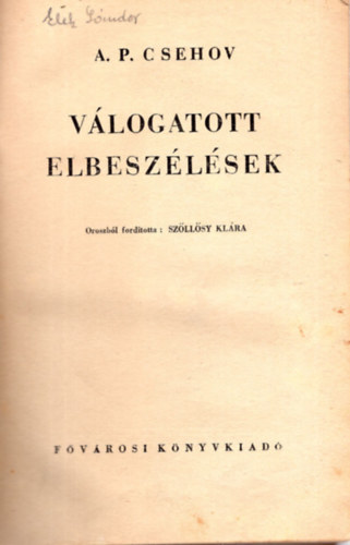 A. P- Csehov - Vlogatott elbeszlsek 1. kiads