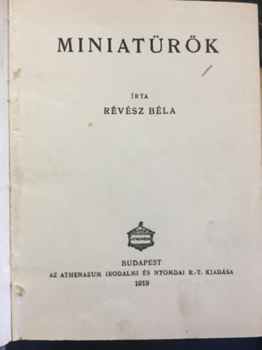 R�v�sz B�la - Miniat�r�k