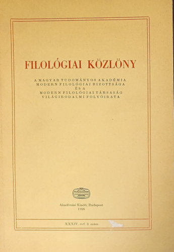 Salymosy Mikls - Filolgiai kzlny (XXXIV. vf. 3. szm)