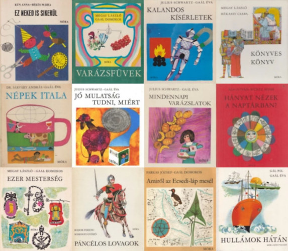 G�l P�l, K�n Anna, B�k�s M�ria, Megay L�szl�, Gaal Domokos, Farkas J�zsef, R�kassy Csaba, Bodor Ferenc, �gh Istv�n, Julius Schwartz, Dr. S�rv�ry Andr�s - 12 db k�nyv a B�lcs Bagoly sorozatb�l: Hull�mok h�t�n + Ez neked is siker�l + Var�zsf�vek + Amir�l az Ecsedi-l�p mes�l + Ezer mesters�g + K�nyves k�nyv + H�nyat n�zek a napt�rban? - R�gi falusi �nnepek + P�nc�los lovagok - Lovag