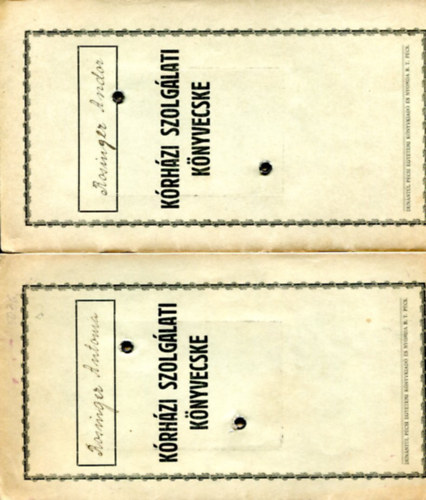 Nincs - Krhzi szolglati knyvecske (2 db)