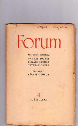 V�rtes Gy�rgy - Forum (foly�irat) 1949 �prilis