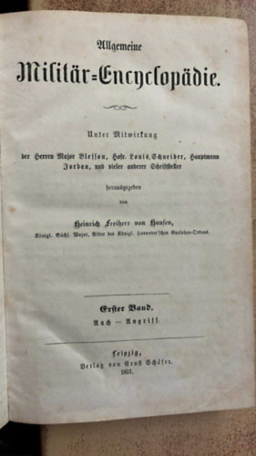 Heinrich von Hausen b�r� - Allgemeine Milit�r-Encyclop�die Erster Band. A-Angriff ( �ltal�nos katonai enciklop�dia Els� k�tet, A-,,Angriff")