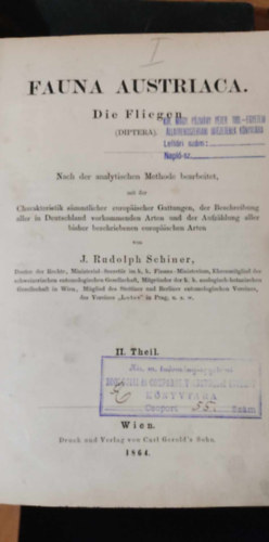Fauna Austriaca, Vol. 1: Die Fliegen (Diptera) (Fauna Austriaca, 1. ktet: A legyek (Diptera) nmet nyelven)