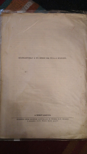 N�i szemle - K�l�nlenyomat a n�i szemle 1940. �vi 8-9. sz�m�b�l