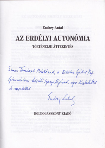 Endrey Antal - Az erdlyi autonmia
