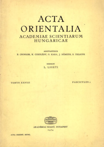 Acta Orientalia Academiae Scientiarum Hungaricae Tomus XXVIII. 2.