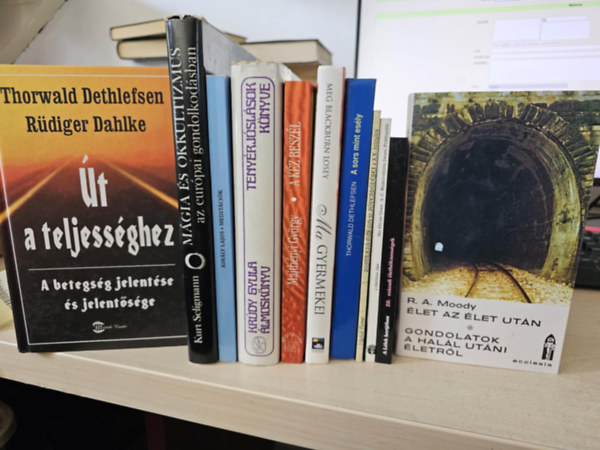 Thorwald-Dahlke, Rdiger, Kurt Seligmann, Kirly Lajos, Krdy Gyula, Majthnyi Gyrgy, Meg Blackburn Losey, Thorwald Dethlefsen, Vghidi Ferenc, A.C. Bhaktivedanta Swami Prabh, R.A. Dethlefsen - 11db ezoterika, KNYVMENT AJNLAT: t a teljessghez+ Mgia s okkultizmus az eurpai gondolkodsban+ Meditcik+ lmosknyv+ A kz beszl+ A ma gyermekei+ A sors mint esly+ Nostradamus lete s jvendlsei+ A tkletes jg