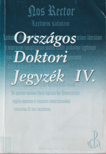 Orszgos Doktori Jegyzk IV.