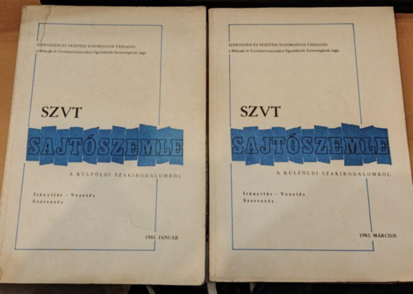 SZVT - 2 db Sajtszemle a klfldi szakirodalom (Irnyts - Vezets - Szervezs)(Szervezsi s Vezetsi Tudomnyos Trsasg)