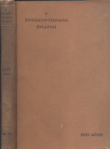 A Kisfaludy-Trsasg vlapjai- j folyam, 35. ktet (1900-1901)