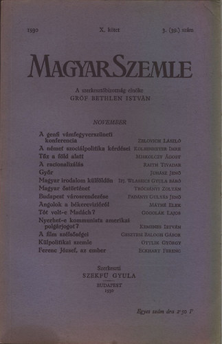 Magyar Szemle 1930. v X. ktet 3.(39.) szm