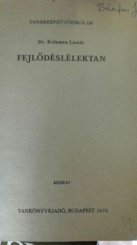 Dr. Kelemen Lszl - Fejldsllektan (kzirat)