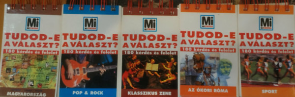 Tessloff és Babilon Kiadó - 5 db Mi Micsoda Tudod-e a választ? 180 kérdés és felelet: Magyarország + Klasszikus zene + Sport + Az ókori Róma + Pop & Rock