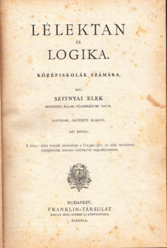 Szitnyai Elek - Llektan s logika kzpiskolsok szmra