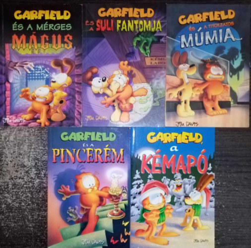 Jim Davis, Jim Kraft (rta), Mike Fentz (rajz) - (5db) GARFIELD "rmregnyek": Garfield s a mrges mgus / Garfield s a suli fantomja / Garfield s a titokzatos mmia / Garfield s a pincerm /  Garfield a kmap