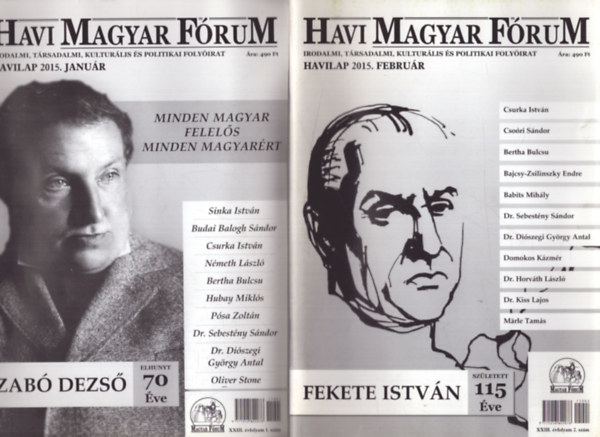 Több szerző - Havi Magyar Fórum 2015. XXIII. évfolyam (1, 2, 3. számok)