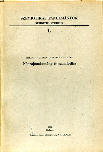 Szemiotikai tanulmnyok 1. (Nprajztudomny s szemiotika)