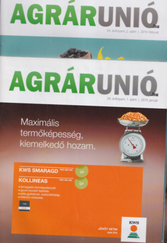 Dr. Dr. Kiss László, dr. Sárvári Mihály, Dr. Dávid István Futó Zoltán - 6 db Agrárunió 2019. január-szeptemberig ( 4. szám - április hiányzik.)