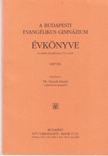 A Budapesti Evanglikus Gimnzium vknyve 1997/98.