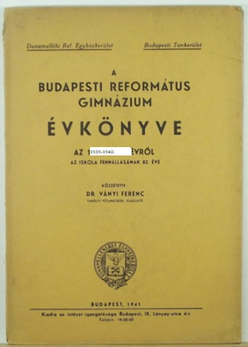 A Budapesti Református Gimnázium évkönyve