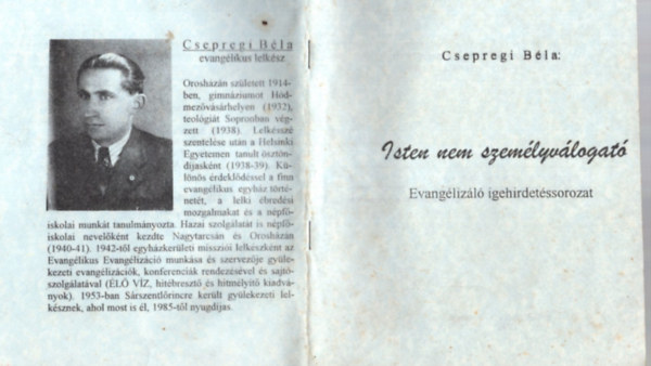 Csepregi B�la - Isten nem szem�lyv�logat�.