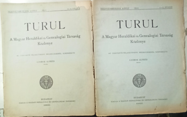 Czobor Alfréd - Turul: 1933 1-4 füzet teljes (2 kötetben) - A Magyar Heraldikai és Genealogiai Társaság Közlönye
