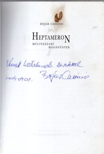 Bojr Cassino - Heptameron - Mltszzadi magngyek