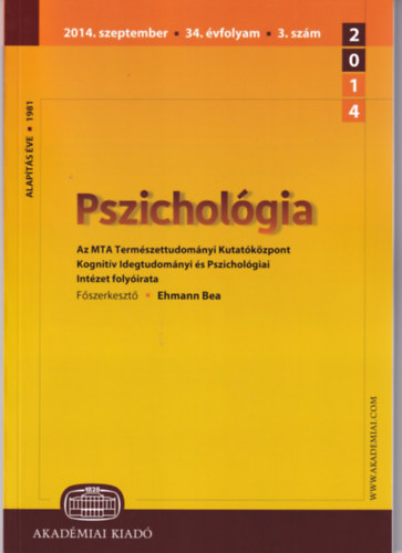 Ehmann Bea - Pszichol�gia 2014.december - 34. �vfolyam 4. sz�m