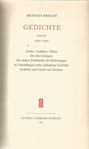 Bertolt Brecht - Bertolt Brecht Gedichte III. (1930-1933)