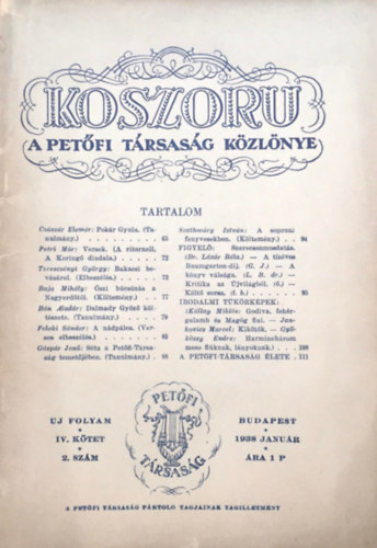 Cs�sz�r Elem�r - Koszoru - A Pet�fi T�rsas�g k�zl�nye - IV. k�tet 2. sz�m