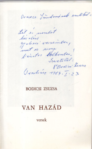 Bodicsi Zsuzsa - Van hazd - versek (Dediklt)
