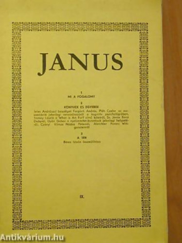 SZERKESZT Hornyi zsb - Janus IX. - I-III. - 1. Mi a fogalom? 2. Knyvek s egyebek 3. A tr - Hrom fzet egy paprmappban. Fekete-fehr fotkkal.